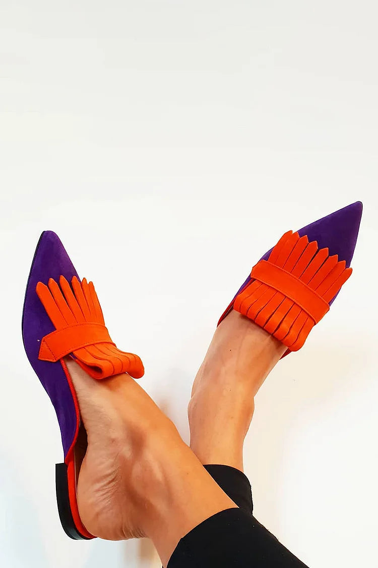 Mules Slip-On Colorblock in Pelle Sintetica con Nappine.