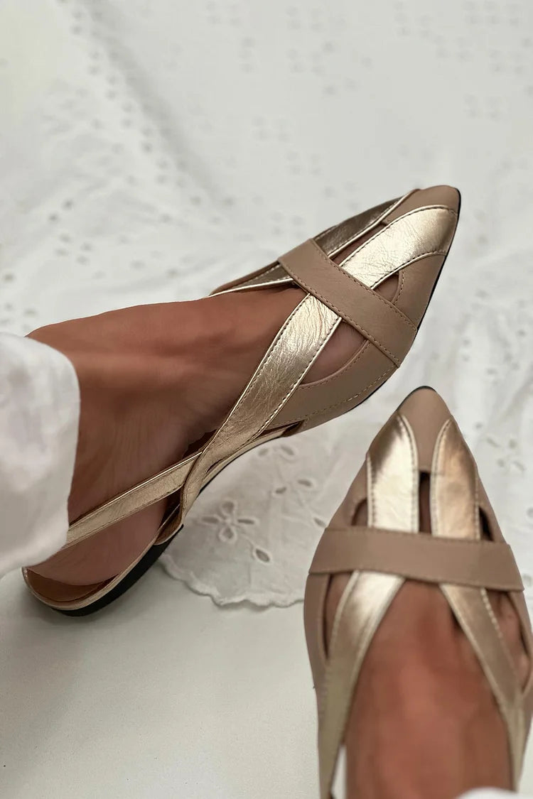 scarpe basse oro slingback con cut-out punta affusolata.