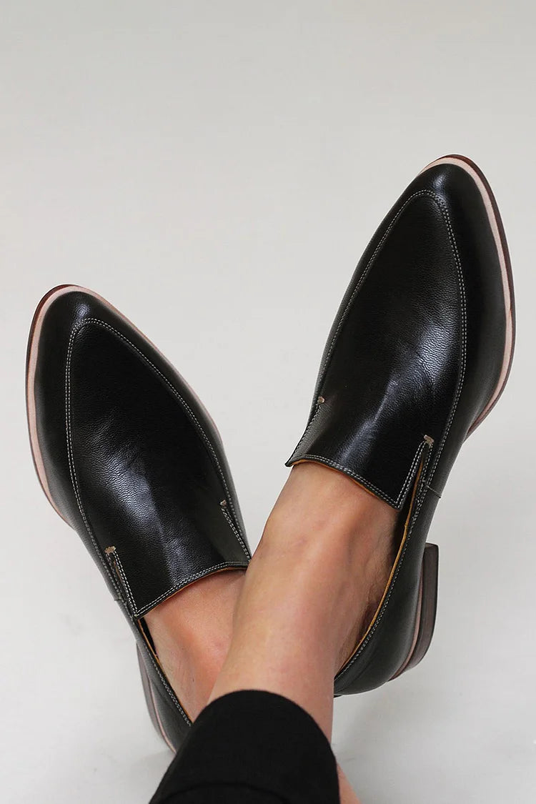 Mocassini Neri a Punta Stretta in Tinta Unita Daily Seam.