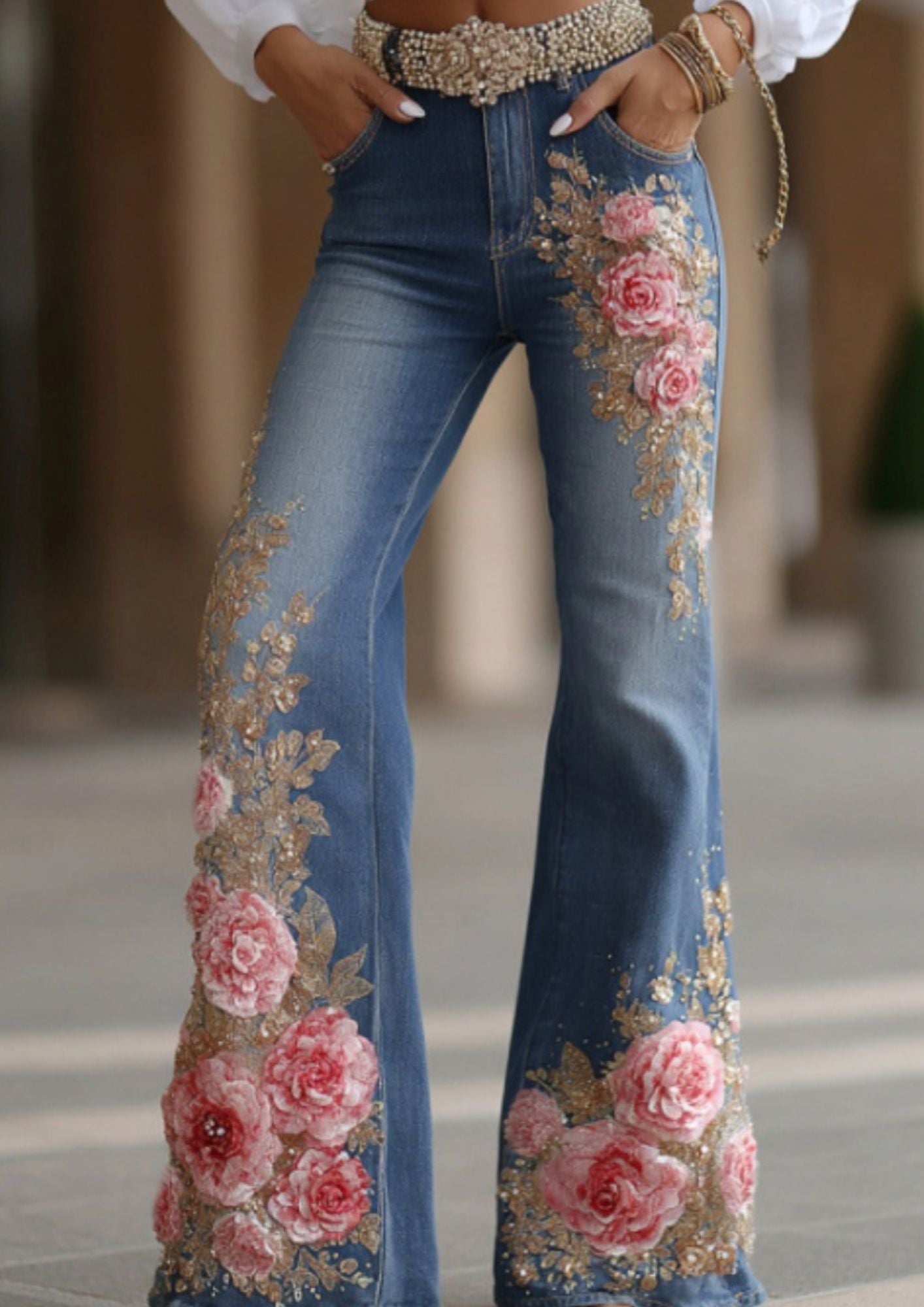 Claudia™ – Vaquero Bordado Floral