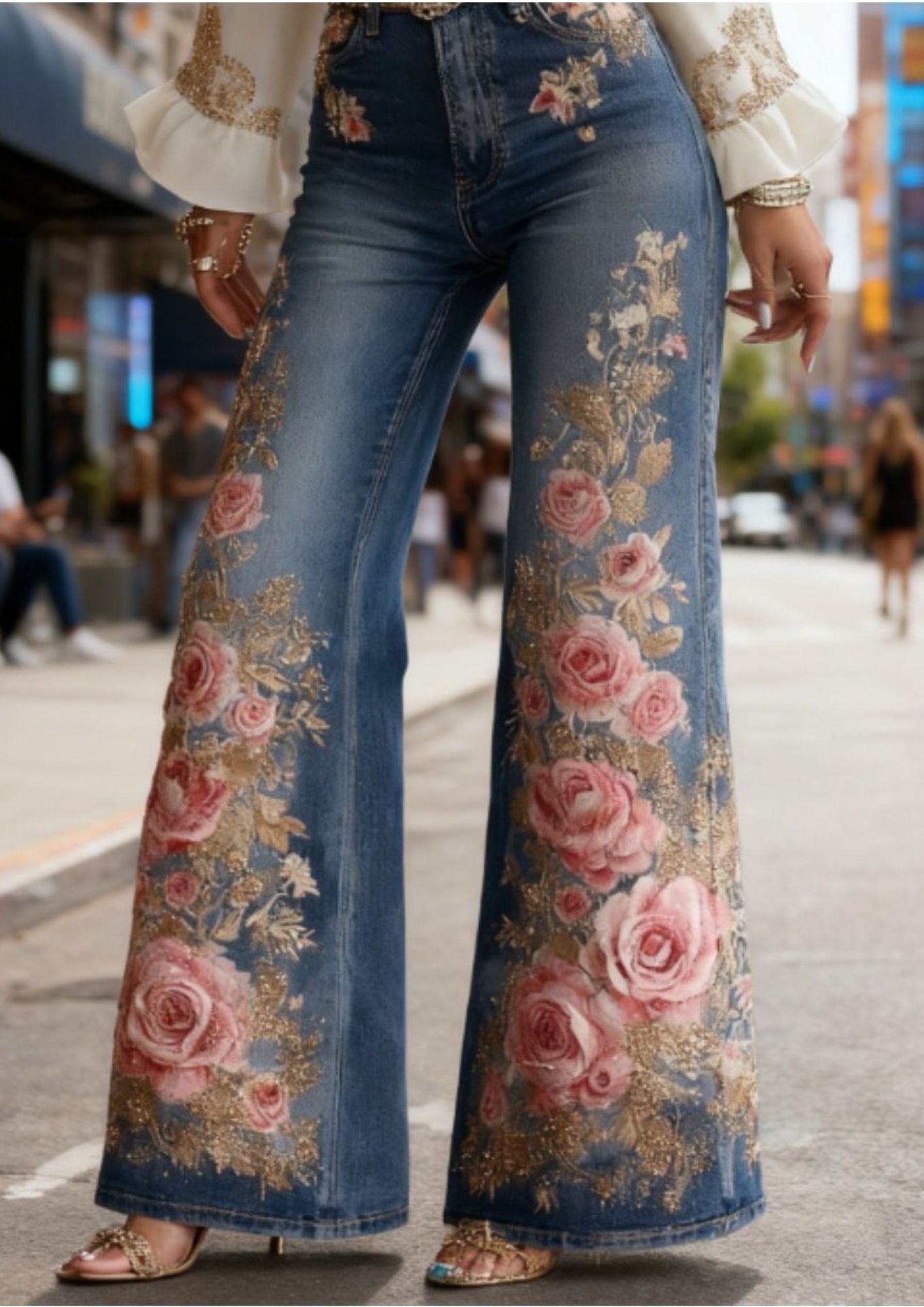 Claudia™ – Vaquero Bordado Floral