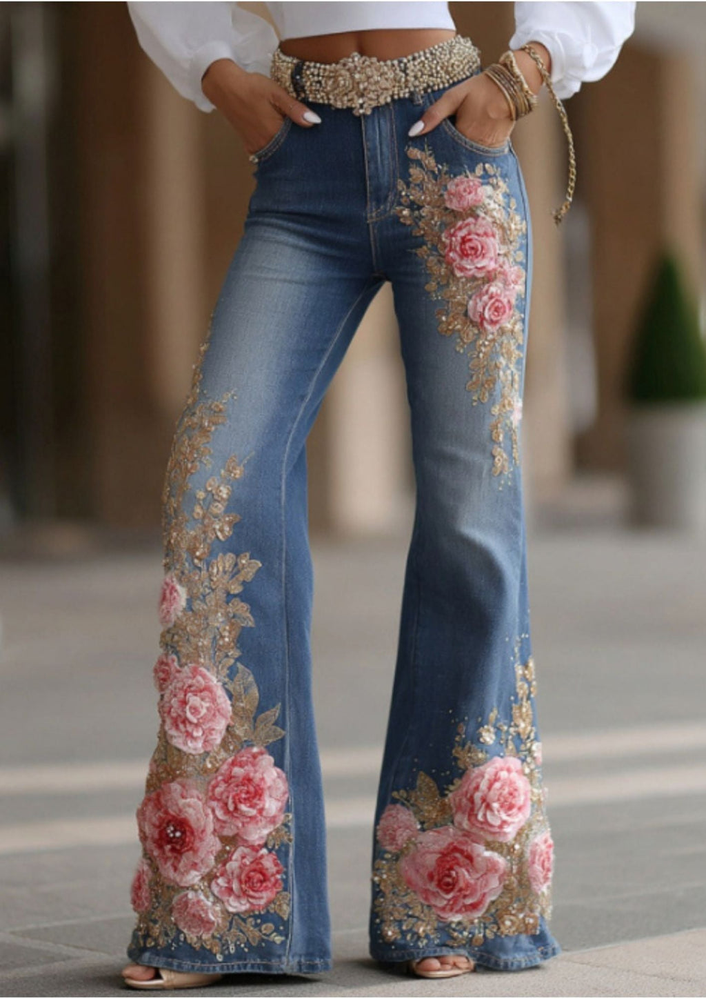 Claudia™ – Vaquero Bordado Floral