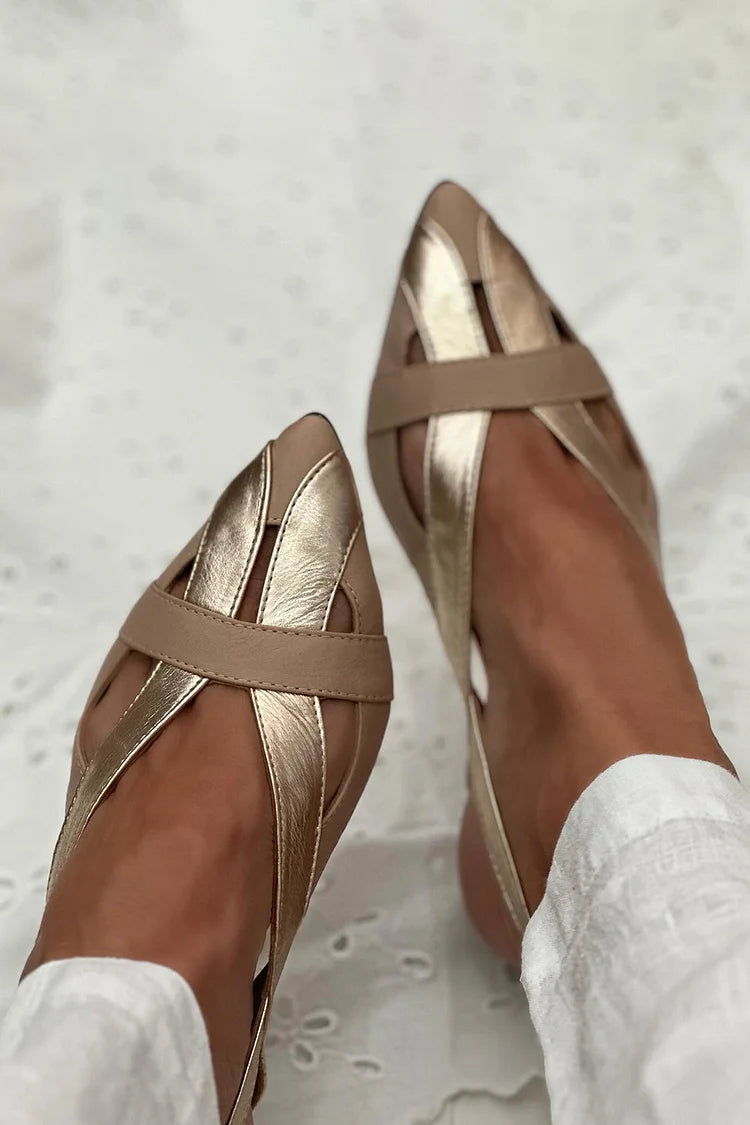 scarpe basse oro slingback con cut-out punta affusolata.