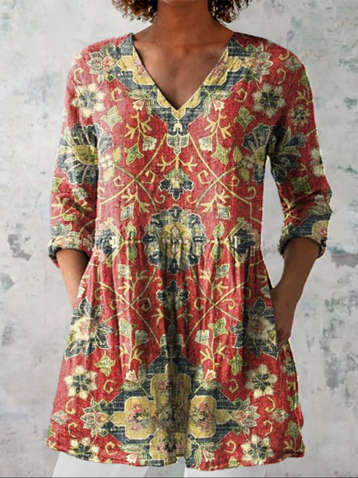 Wren | Camicia Lunga a Stampa Espressiva