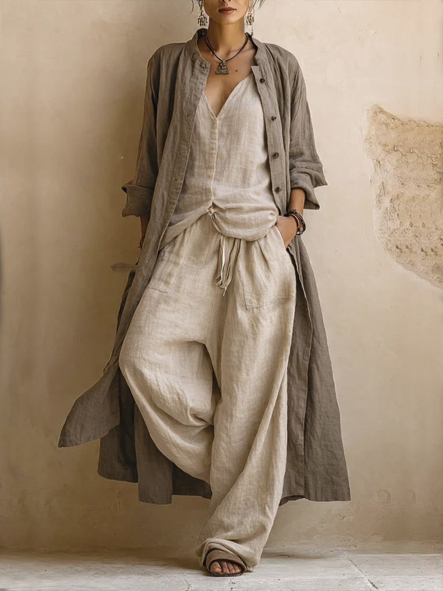 Rebecka | Completo Bohémien a 3 Pezzi con Cardigan Lungo