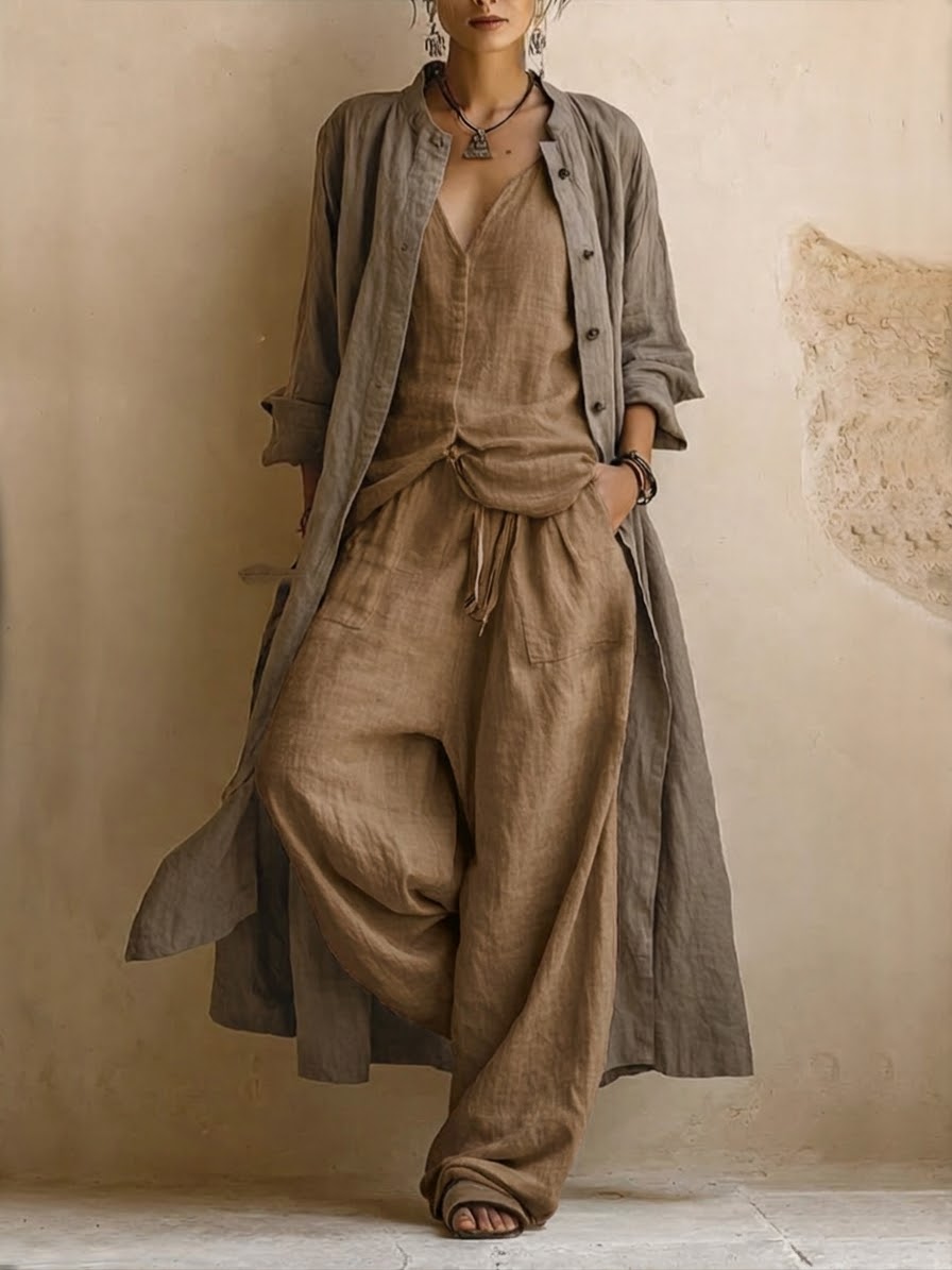 Rebecka | Completo Bohémien a 3 Pezzi con Cardigan Lungo