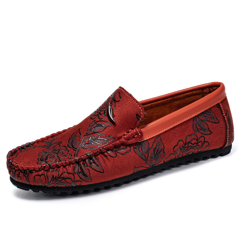 Mocasines de piel con estampado floral