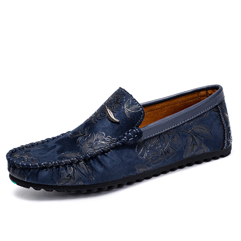 Mocasines de piel con estampado floral