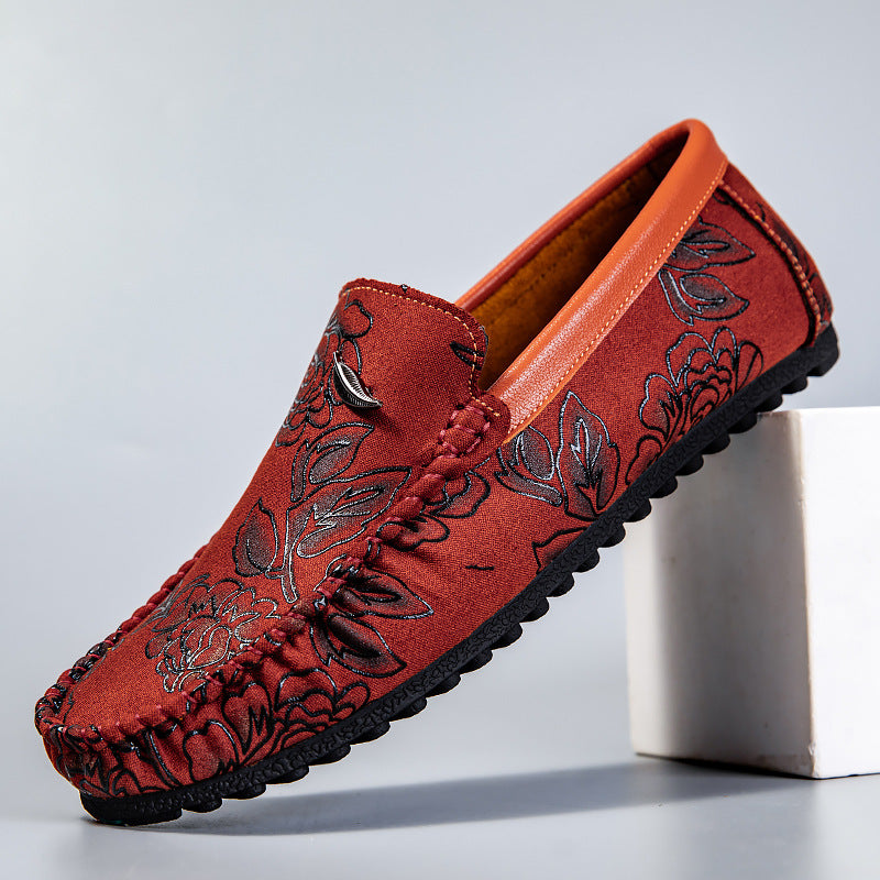 Mocasines de piel con estampado floral