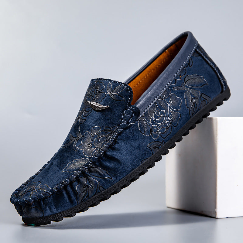 Mocasines de piel con estampado floral