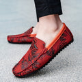 Mocasines de piel con estampado floral