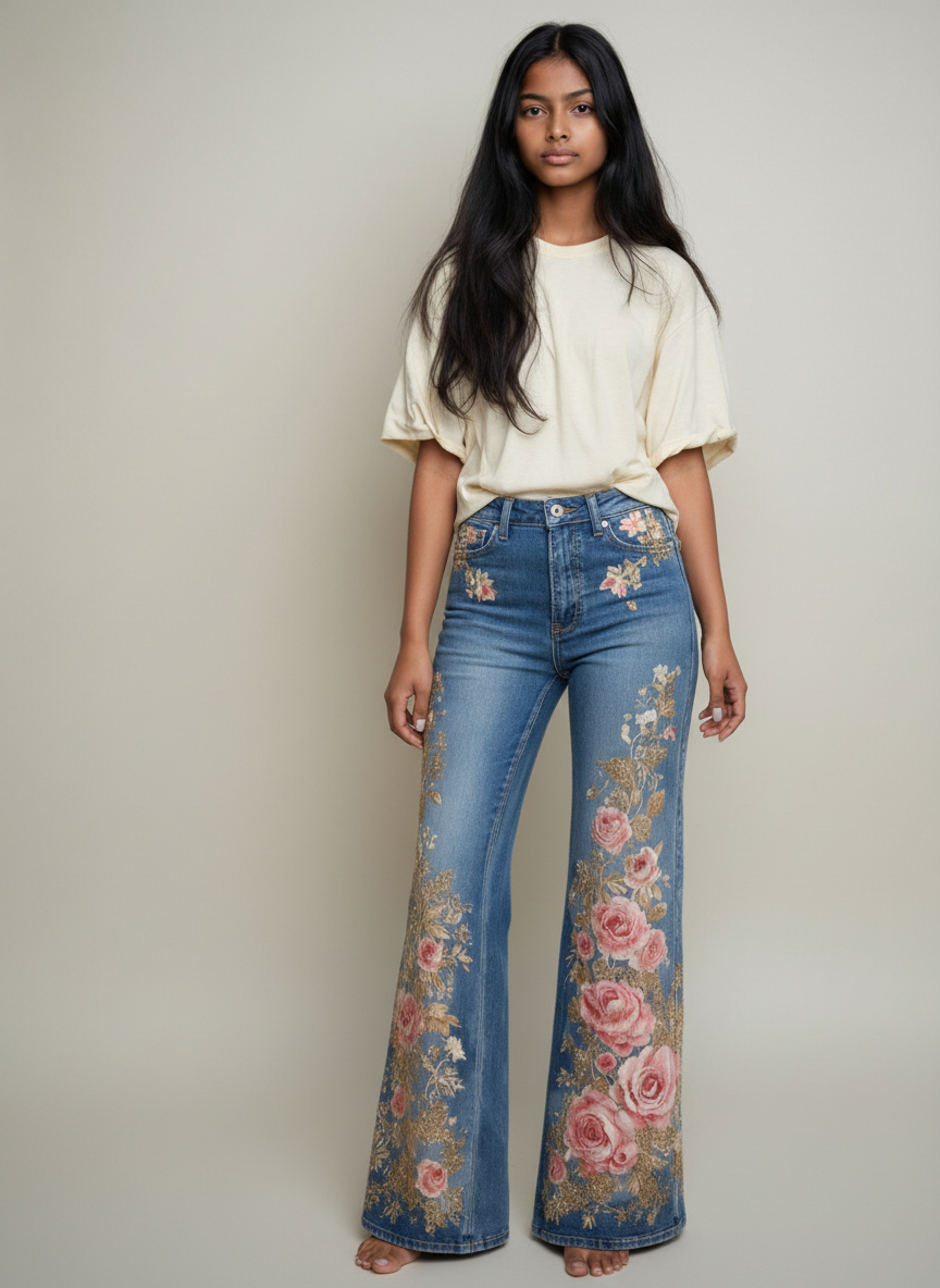 Claudia™ – Vaquero Bordado Floral