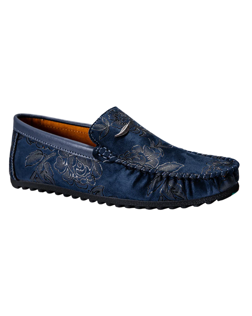 Mocasines de piel con estampado floral