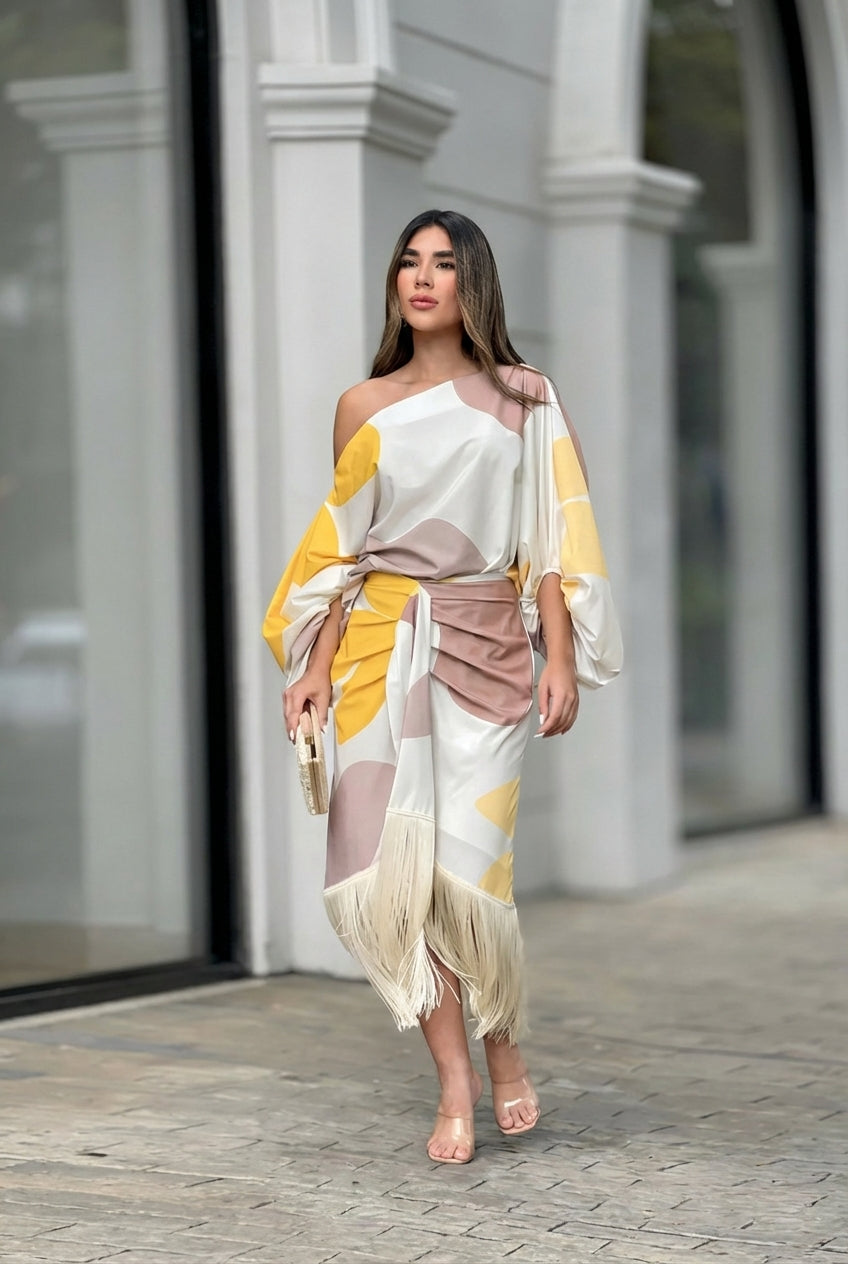 Mara™ – Vestido Flecos Fluido
